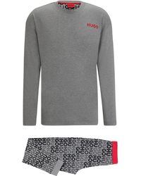 HUGO - Relaxed-fit Pyjama Van Zuivere Katoen Met Logodetails - Cadeauset - Lyst