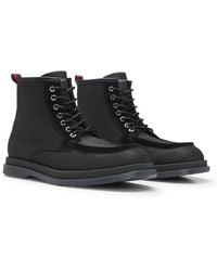 HUGO - Textured-Fabric Half Boots With Suede Trims - Lyst