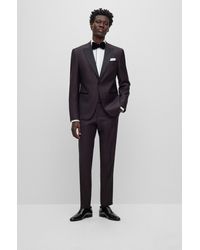 BOSS - Slim-fit Tuxedo In Micro-patterned Stretch Wool - Lyst