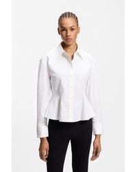 HUGO - Relaxed-Fit Blouse With Peplum Hem - Lyst