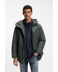 BOSS - Water-Repellent Parka Jacket With Logo Badge - Lyst