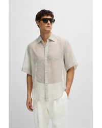 BOSS - Regular-fit Shirt In Soft Organza With Kent Collar - Lyst