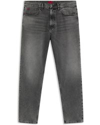 HUGO - Jean Tapered En Denim Rigide À Effets Usés - Lyst