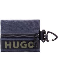HUGO Logo Coin Case With Clip - Blue
