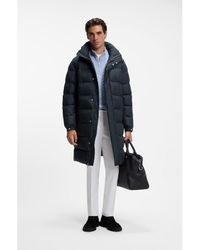 BOSS - Long-Length Water-Repellent Puffer Jacket With Concealed Closure - Lyst