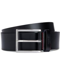 HUGO - Leather Belt With Logo-stamped Keeper - Lyst