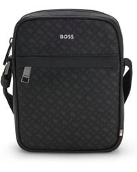 BOSS - Reporter-Tasche Mit Monogrammen Und Folien-Logo-Prägung - Lyst