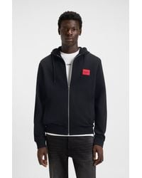 HUGO - Cotton-Terry Zip-Up Hoodie With Logo Label - Lyst