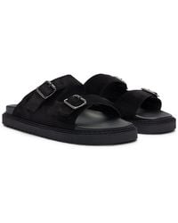 BOSS - Twin-strap Sandals With Suede Uppers And Buckle Closure - Lyst