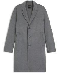 BOSS - Relaxed-Fit Mantel Aus Meliertem Woll-Mix - Lyst
