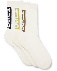 HUGO - Three-Pack Of Short Socks With Vertical Logos - Lyst