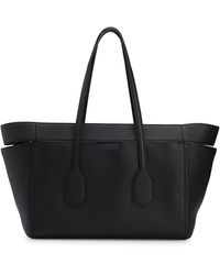 BOSS - Grained-leather Tote Bag With Logo Detail - Lyst