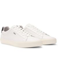 BOSS - Faux-Leather Trainers With Contrast Backtab - Lyst