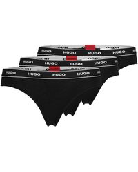 HUGO - Three-pack Of Stretch-cotton Thong Briefs With Logos - Lyst