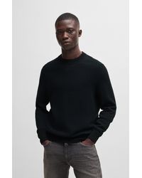 BOSS - Cotton-blend Sweater With Two-tone Structure - Lyst