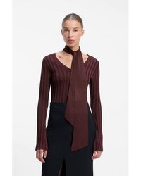 HUGO - V-Neck Sweater With Detachable Scarf - Lyst