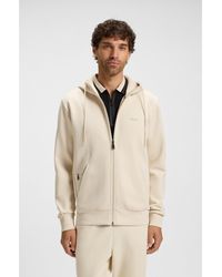BOSS - Stretch-Cotton Zip-Up Hoodie With Logo Print - Lyst