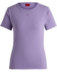 HUGO - Cotton-blend T-shirt With Embroidered Stacked Logo - Lyst