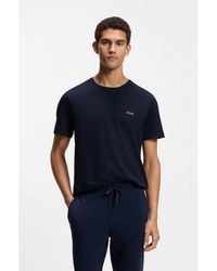 BOSS - Stretch-Cotton T-Shirt With Embroidered Logo - Lyst
