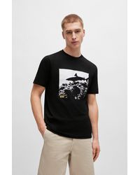 BOSS - Cotton-jersey Regular-fit T-shirt With Seasonal Print - Lyst