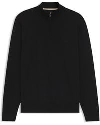 BOSS - Pull en coton à encolure zippée avec logo brodé - Lyst