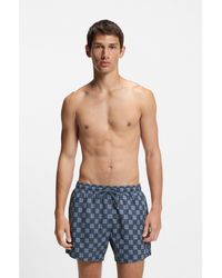 HUGO - Swim Shorts With Checkerboard Logos - Lyst