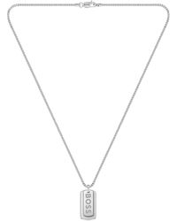 BOSS - Silver-tone Necklace With Double-tag Logo Pendant - Lyst