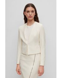 BOSS - Slim-fit Cropped Jacket With Collarless Styling - Lyst