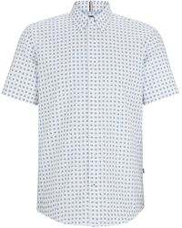 BOSS - Slim-fit Overhemd Van Oxfordkatoen Met Print - Lyst