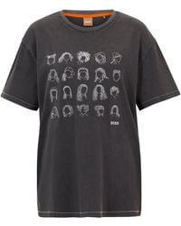 BOSS - Relaxed-fit T-shirt Van Katoenen Jersey Met Geborduurd Artwork - Lyst