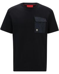 HUGO - T-Shirt aus Interlock-Baumwolle mit Animal-Print-Akzenten - Lyst