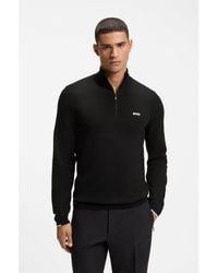 BOSS - Cotton Sweater With Quarter Zip - Lyst