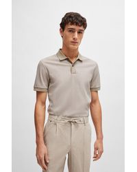 BOSS - Slim-fit Polo Shirt In Two-tone Mercerised Cotton - Lyst