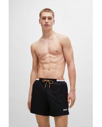 BOSS - Ripstop-fabric Swim Shorts With Contrast Logo - Lyst