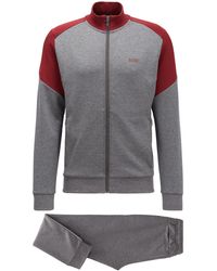 hugo boss grey and red tracksuit
