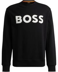 BOSS - Relaxed-Fit Sweatshirt aus Baumwoll-Terry mit gummiertem Logo-Print - Lyst