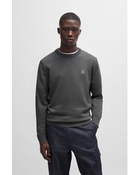 BOSS - Crew-neck Sweater In Cotton And Cashmere With Logo - Lyst