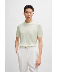 BOSS - Short-sleeved Sweater In Tussah Silk - Lyst