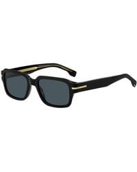 BOSS - Black-acetate Sunglasses With Gold-tone Hardware - Lyst
