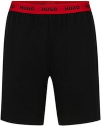 HUGO - Pyjama-Shorts aus Stretch-Baumwolle mit Logo-Bund - Lyst