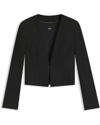 BOSS - Slim-Fit Korte Blazer Van Stretchmateriaal - Lyst