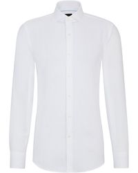 BOSS - Slim-Fit Hemd aus Leinen mit Cutaway-Kragen - Lyst