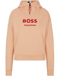 BOSS - Equestrian Zip-Up Hoodie With Silicone Logo Patch - Lyst