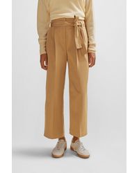 BOSS - Tapered-fit Wide-leg Trousers With Fabric Belt - Lyst