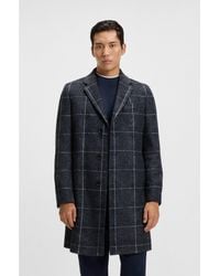 BOSS - Slim-Fit Coat With Plain Check - Lyst