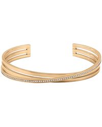 BOSS - Carnation-gold-tone Cuff Bracelet With Crystal Studs - Lyst