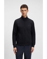 BOSS - Stretch-Cotton Zip-Up Sweatshirt With Logo Print - Lyst