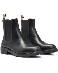 BOSS by HUGO BOSS Leather Chelsea Boots With Chunky Outsole And Branded ...