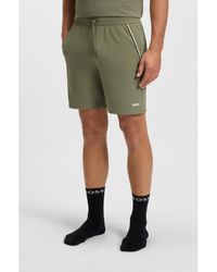 BOSS - Stretch-Cotton Pyjama Shorts With Signature-Stripe Tape - Lyst