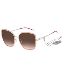 BOSS - Nude-Frame Sunglasses With Forked Temples And Branded Chain - Lyst